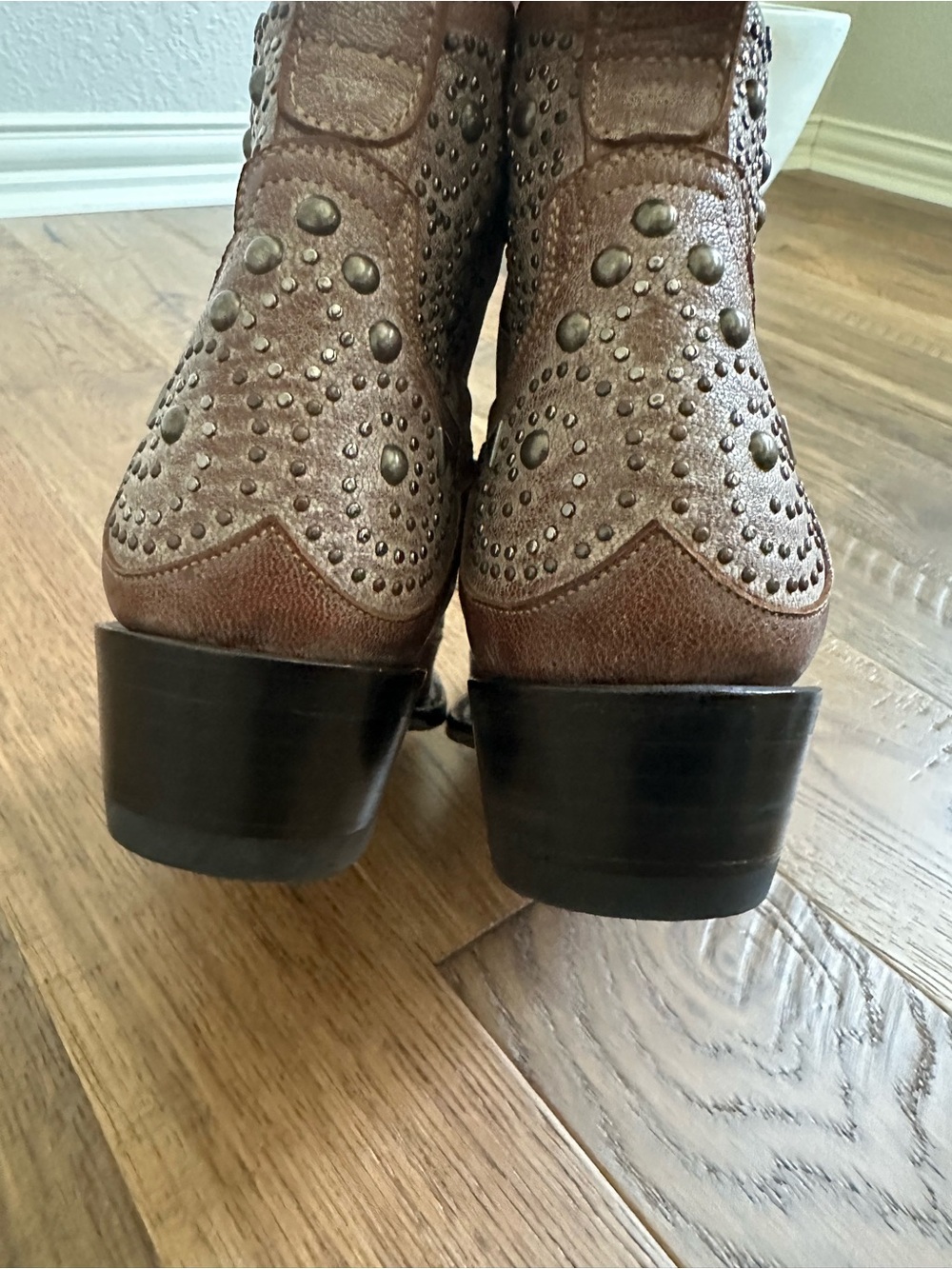 Old Gringo Ariel Dion Studded Western Ankle Boots Brown Leather Size 7 - Picture 10 of 14